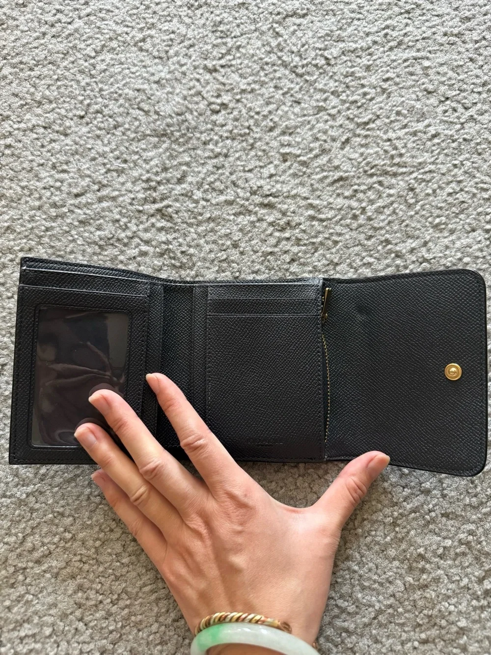 Coach Dark Forest Green Saffiano Leather Wallet with Gold Logo